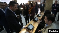 Armenia - Election officials in Yerevan test voter authentication devices that will be used in parliamentary elections, 25Mar2017.
