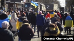 Протест против российской оккупации. Херсон, 20 марта 2022 года