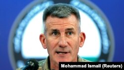 AFGHANISTAN -- U.S. Army General John Nicholson, Commander of Resolute Support forces and U.S. forces in Afghanistan, speaks during a news conference in Kabul, November 20, 2017