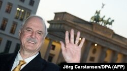 British actor John Cleese arrives for the Rose d'Or awards ceremony in front of the Brandenburg Gate in Berlin in September 2016.