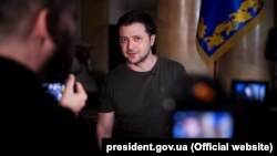 Presidenti i Ukrainës, Volodymyr Zelensky, gjatë intervistës për CNN dhe Reuters, më 2 mars 2022 në Kiev.