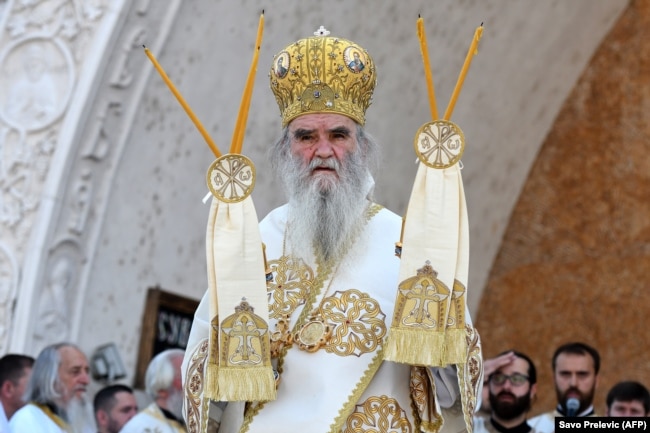 Mitropoliti i Malit të Zi dhe Litoral Amfilohije Radoviq, 15 qershor 2019.