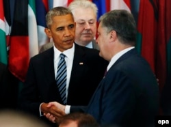 Petro Poroșenko și Barack Obama, la Adunatrea Generală a ONU de la New York, 20 septembrie 2016