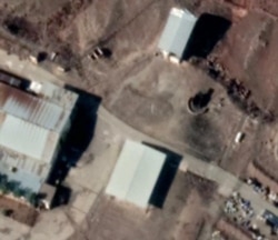The likely liquid or gas storage area at the epicenter of the explosion. Image: Maxar/Google Earth