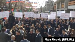 Pamja nga protesta e sotme në Mitrovicën e Veriut.