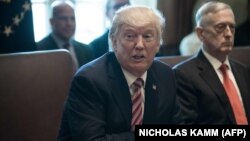 U.S. President Donald Trump speaks during a cabinet meeting at the White House in Washington, D.C., on June 12.