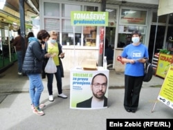 Tomislav Tomašević na predizbornom plakatu, Zagreb 14 maja 2020.