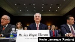 Кандыдат на пасаду дзяржсакратара ЗША Рэкс Тылерсан на слуханьнях у сэнацкім камітэце па міжнародных справах