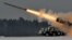 Belarus -- An army Smerch (Tornado), Soviet-made heavy multiple rocket launcher, fires during exercises in the Brest region, 25Jan2011