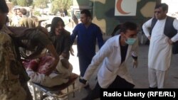 A victim wounded in the Gardez attack arrives at a local hospital.