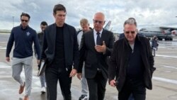 Russian presidential envoy Kirill Dmitriev (center) walks with US special representatives Jared Kushner (left) and Steve Witkoff (right) in Moscow on September 5.