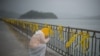 A relative of one of the hundreds of victims of the &quot;Sewol&quot; ferry disaster weeps in front of yellow ribbons at South Korea&#39;s Jindo harbor. Three hundred and two people were still dead or still missing on April 26, the majority of them schoolchildren, while 174 people survived, including 22 of 29 crew members. (AFP/Ed Jones)