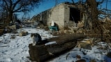 A cat sits next to a house destroyed by a recent Russian air strike in the village of Novopavlivka in Ukraine's Dnipropetrovsk region on February 18. 