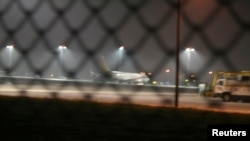 The hijacked Pegasus Airlines plane from the Ukrainian city of Kharkov after landing at Istanbul's Sabiha Gokcen airport.