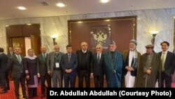 اعضای هیئت حکومت افغانستان که در نشست مسکو شرکت کرده بودند.