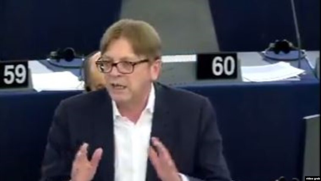 The video shows former Belgian Prime Minister Guy Verhofstadtster growing visibly heated as he accuses Hungarian Prime Minister Viktor Orban of pursuing policies that seek to deliberately sabotage European values.