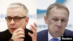 Dmitry Kovtun (left) and Andrei Lugovoi have denied any involvement in Aleksandr Litvinenko's death. (combo photo)