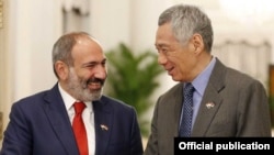 Встреча премьер-министров Армении и Сингапура - Никола Пашиняна (слева) и Ли Сянь Луна, 8 июля 2019 г․