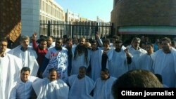 Workers of Ahvaz steel factory continue their protest on Monday Dec 10, 2018. Wearing white shrouds is a symbol of readiness for martyrdom. 