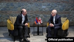 Министр иностранных дел Армении Ара Айвазян и вице-премьер, министр иностранных дел Грузии Давид Залкалиани, 22 января 2021 г. 