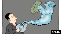 Karikaturë e Ivica Daçiqit dhe Sllobodan Millosheviqit, nga "Corax".