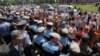 Armenia - Youth activists demonstrate against bus fare hikes in front of the Municipality of Yerevan, 23Jul2013.