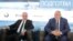 Управителят на БНБ Димитър Радев (ляво) и премиерът Бойко Борисов по време на срещата с бизнеса
