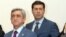 Armenia - President Serzh Sarkisian (L) and his son-in-law Mikael Minasian during a joint public appearance in Yerevan, 7Nov2009.
