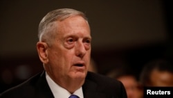 U.S. Defense Secretary Jim Mattis testifies before the Senate Armed Services Committee on Capitol Hill in Washington on June 13.