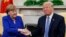 U.S. President Donald Trump meets with German Chancellor Angela Merkel in the White House on April 27