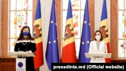 Moldova -- președinta Maia Sandu și Katarína Mathernová, Director general-adjunct pentru Politica de vecinătate și negocierile de extindere a UE, Chișinău, 4 iunie 2021