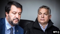 Orbán Viktor miniszterelnök és Matteo Salvini olasz belügyminiszter határszemlén Röszkénél, 2019. május 2-án. Fotó: Miniszterelnöki Kabinetiroda