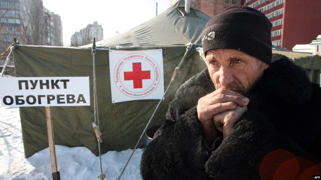 The scene at a newly opened shelters in the industrial city of Donetsk on February 2.