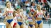 Russian runner Tatyana Tomashova (left), who was banned by the Court of Arbitration for Sport on September 3, competes in the women's 1,500-meter final at the World Athletics Championships in Helsinki in 2004. 