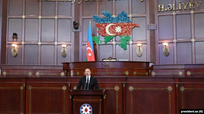 Azerbaijan -- President Ilham Aliyev addresses the first session of the new parliament, September 23, 2024.
