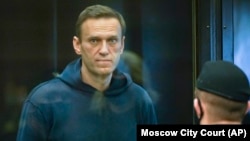 Russian opposition leader Aleksei Navalny in a Moscow court on February 2 