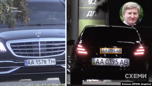 Броньований Mercedes, який приїхав на заправку, щоб доставити Шефіра у маєток Ахметова, також був законспірований номерними знаками прикриття