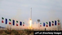 A photo published in Iranian Media shows the launch of Qased missile which according to IRGC's claim carried on Iran's first Military satellite, Nour. April 22, 2020