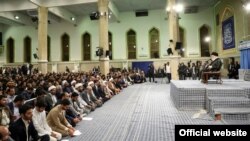 Iran's Supreme Leader, Ayatollah Ali Khamenei, meets with Iranian students, May 28, 2018.