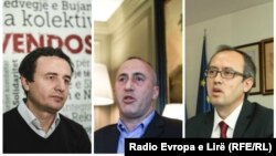 Tre kandidatët për kryeministër Albin Kurti (majtas), Ramush Haradinaj (mes) dhe Avdullah Hoti (djathtas).