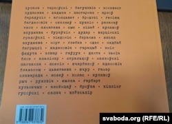 Адварот кнігі Аляксандра Лукашука з прозьвішчамі літаратараў, якія ў ёй згадваюцца
