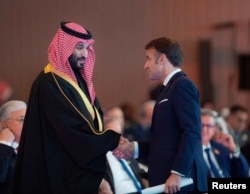 Saudi Crown Prince Mohammed bin Salman meets with French President Emmanuel Macron in Riyadh in December 2024.