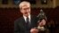 Stanislav Petrov receives the Dresden Prize at the Semper Opera in Dresden, Germany, in February 2013.