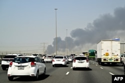 Smoke billows from a fire near Dubai International Airport after a "drone-related incident" in the United Arab Emirates earlier this week.