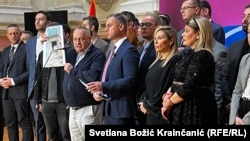 Konferencija za novinare opozicionih poslanika u Skupštini Srbije, 27. novembar 2024.