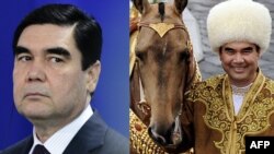 The two faces of Gurbanguly Berdymukhammedov: unforgiving autocrat and smiling man of the people (combo photo)