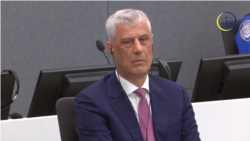 Hashim Thaci in the Hague court before the delivery of a guilty verdict on war crimes charges for crimes committed during the 1998-99 war against Serbian forces.