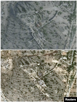 Imagini din satelit ale insulei Kharg înaintea începerii războiului (25 februarie) și după ce a fost țintită de forțele SUA (19 martie).