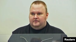 The founder of the file-sharing website Megaupload, Kim Dotcom, a German national also known as Kim Schmitz, appears in a court in Auckland on January 23.