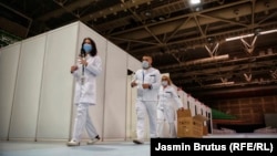 Bosnia-Herzegovina - Preparations for mass vaccination against coronavirus, Olympic Hall Zetra, Sarajevo, 19Apr2021